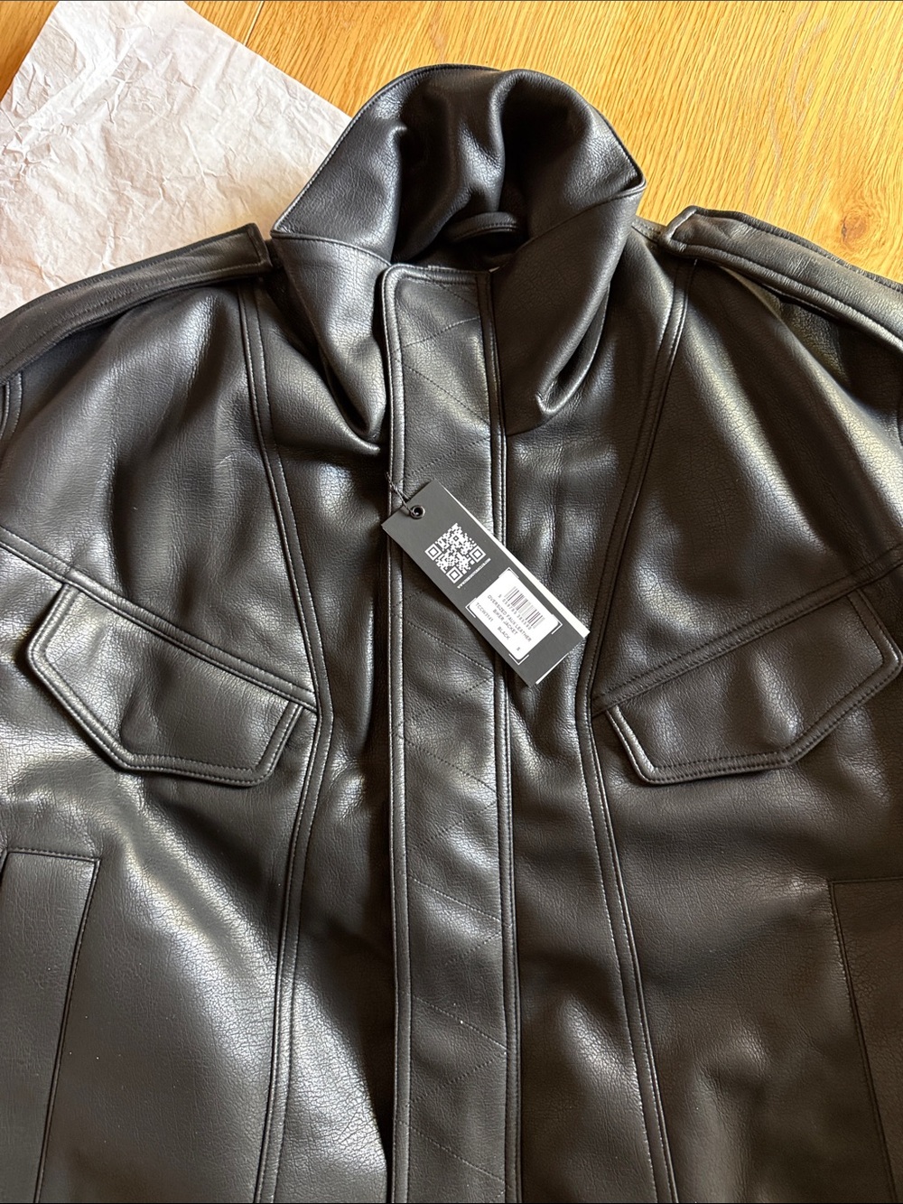 THE COUTURE CLUB oversized faux leather biker jacket - Picture 5 of 5